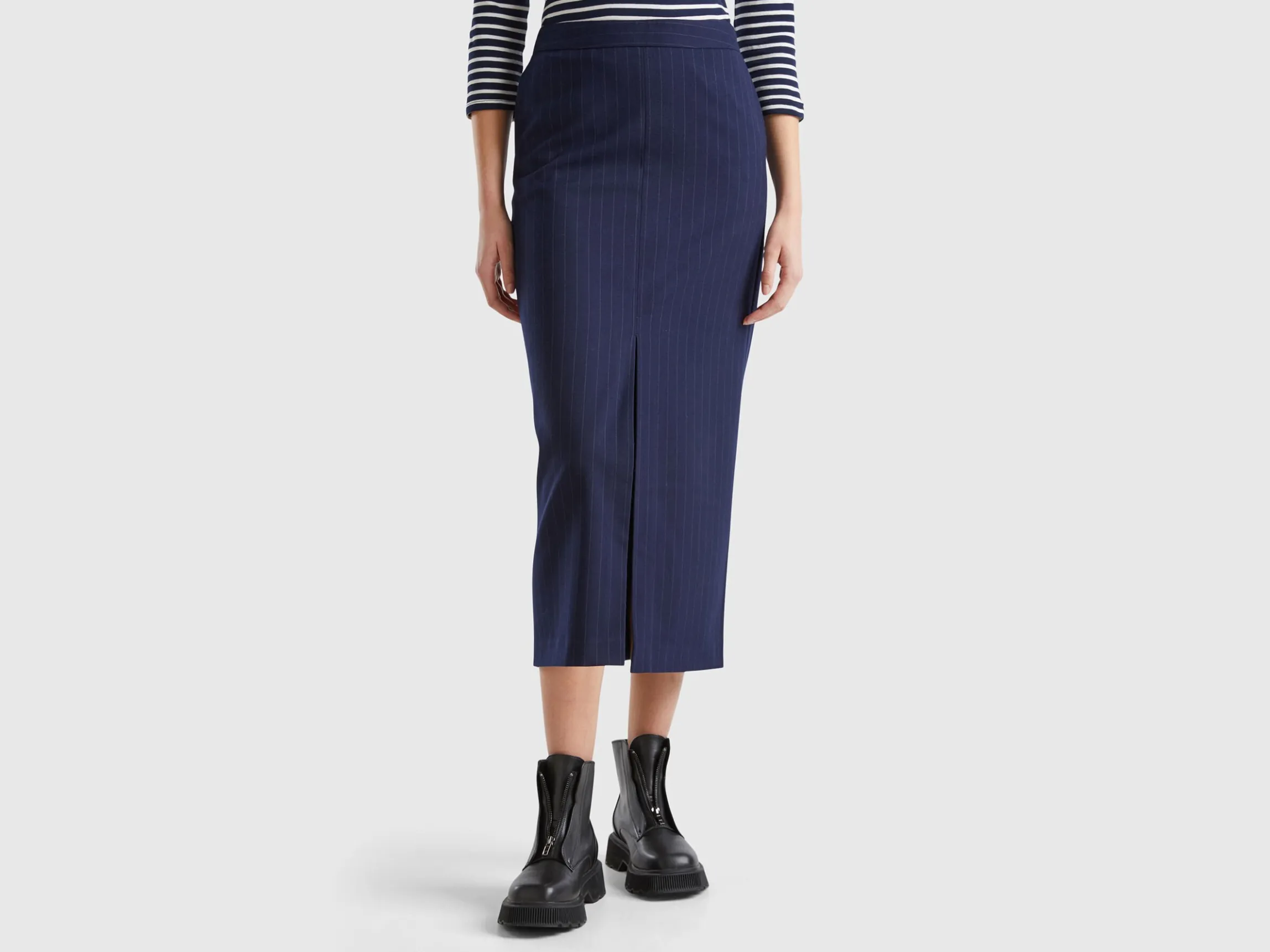 Pinstripe midi skirt