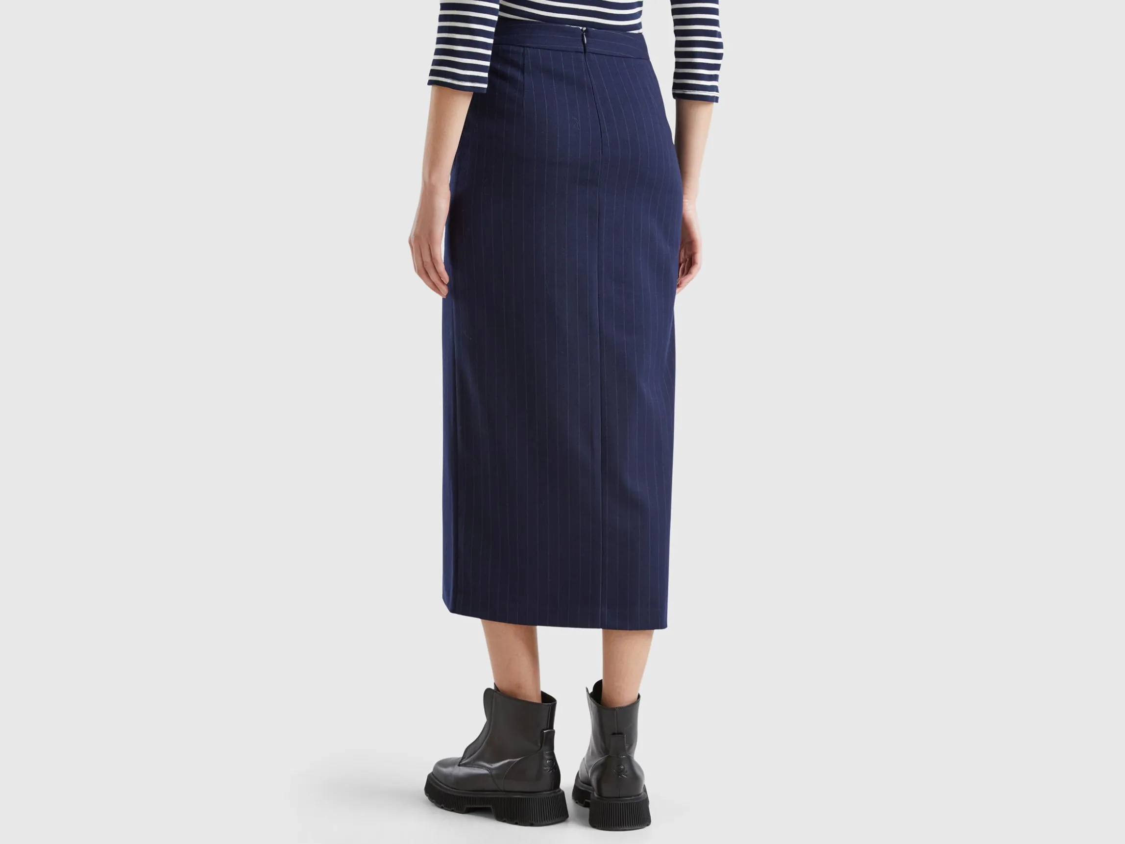 Pinstripe midi skirt