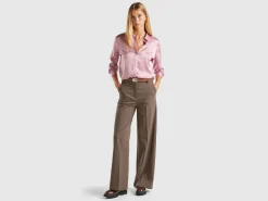 Pinstripe trousers with wide leg