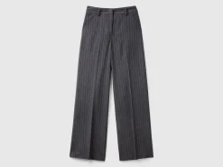 Pinstripe trousers with wide leg