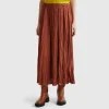 Pleated satin skirt