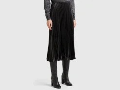 Pleated satin skirt