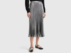 Pleated satin skirt