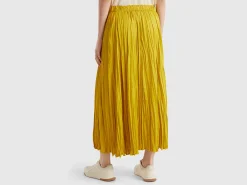 Pleated satin skirt