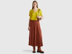 Pleated satin skirt