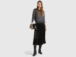 Pleated satin skirt