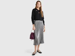 Pleated satin skirt