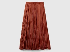 Pleated satin skirt