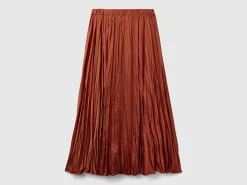 Pleated satin skirt