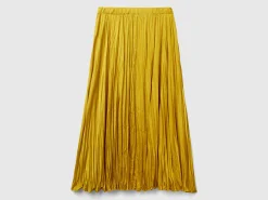 Pleated satin skirt