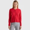 Plum cardigan in pure Merino wool