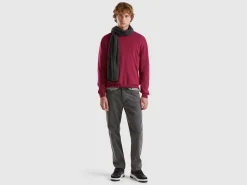 Plum crew neck sweater in pure Merino wool