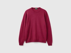 Plum crew neck sweater in pure Merino wool