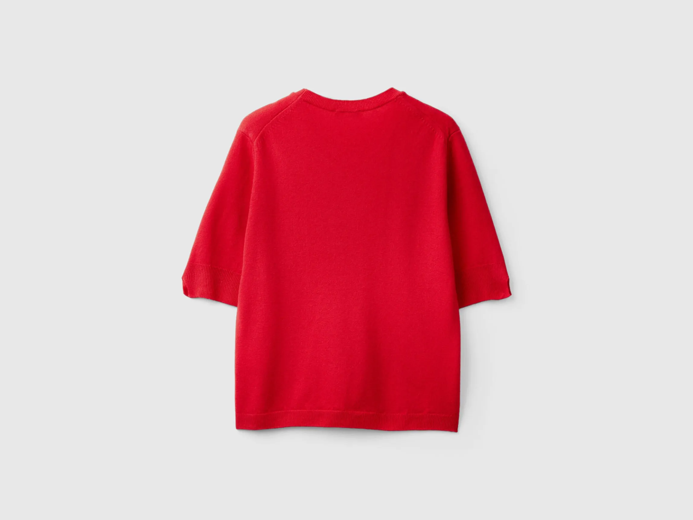 Plum short sleeve sweater in pure Merino wool