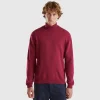 Plum turtleneck in pure Merino wool