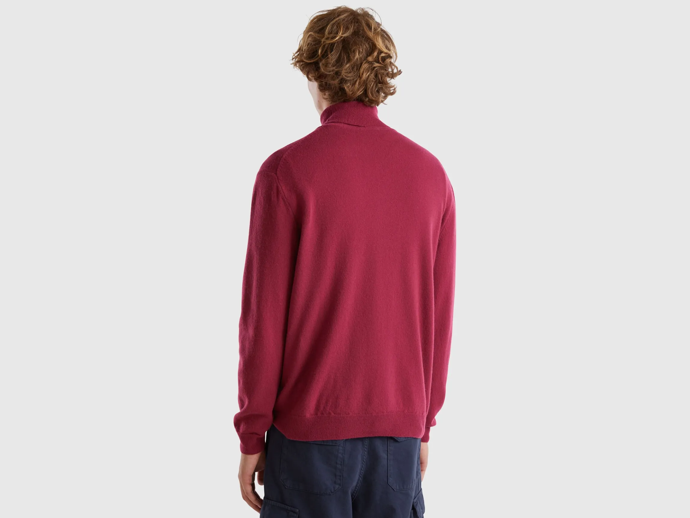 Plum turtleneck in pure Merino wool