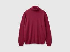 Plum turtleneck in pure Merino wool