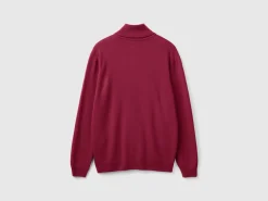 Plum turtleneck in pure Merino wool