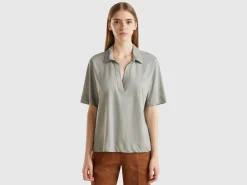 Polo shirt in cotton and linen blend
