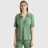 Polo shirt in cotton and linen blend