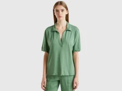 Polo shirt in cotton and linen blend