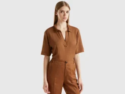 Polo shirt in cotton and linen blend