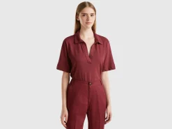 Polo shirt in cotton and linen blend