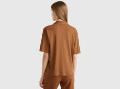 Polo shirt in cotton and linen blend