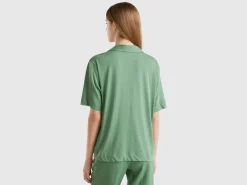 Polo shirt in cotton and linen blend