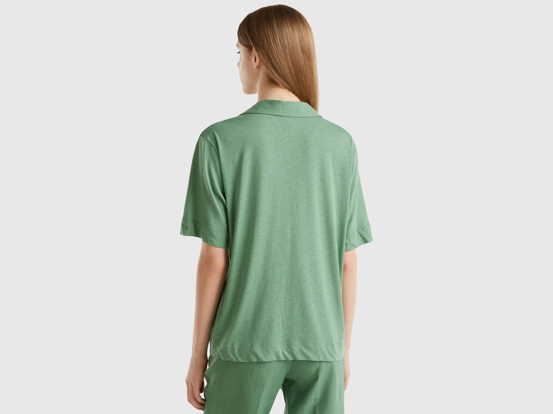 Polo shirt in cotton and linen blend