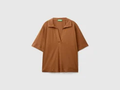 Polo shirt in cotton and linen blend