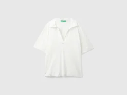 Polo shirt in cotton and linen blend