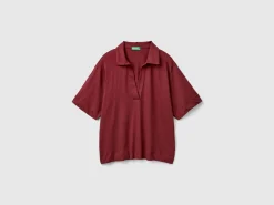 Polo shirt in cotton and linen blend
