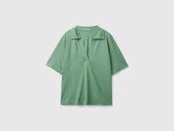 Polo shirt in cotton and linen blend