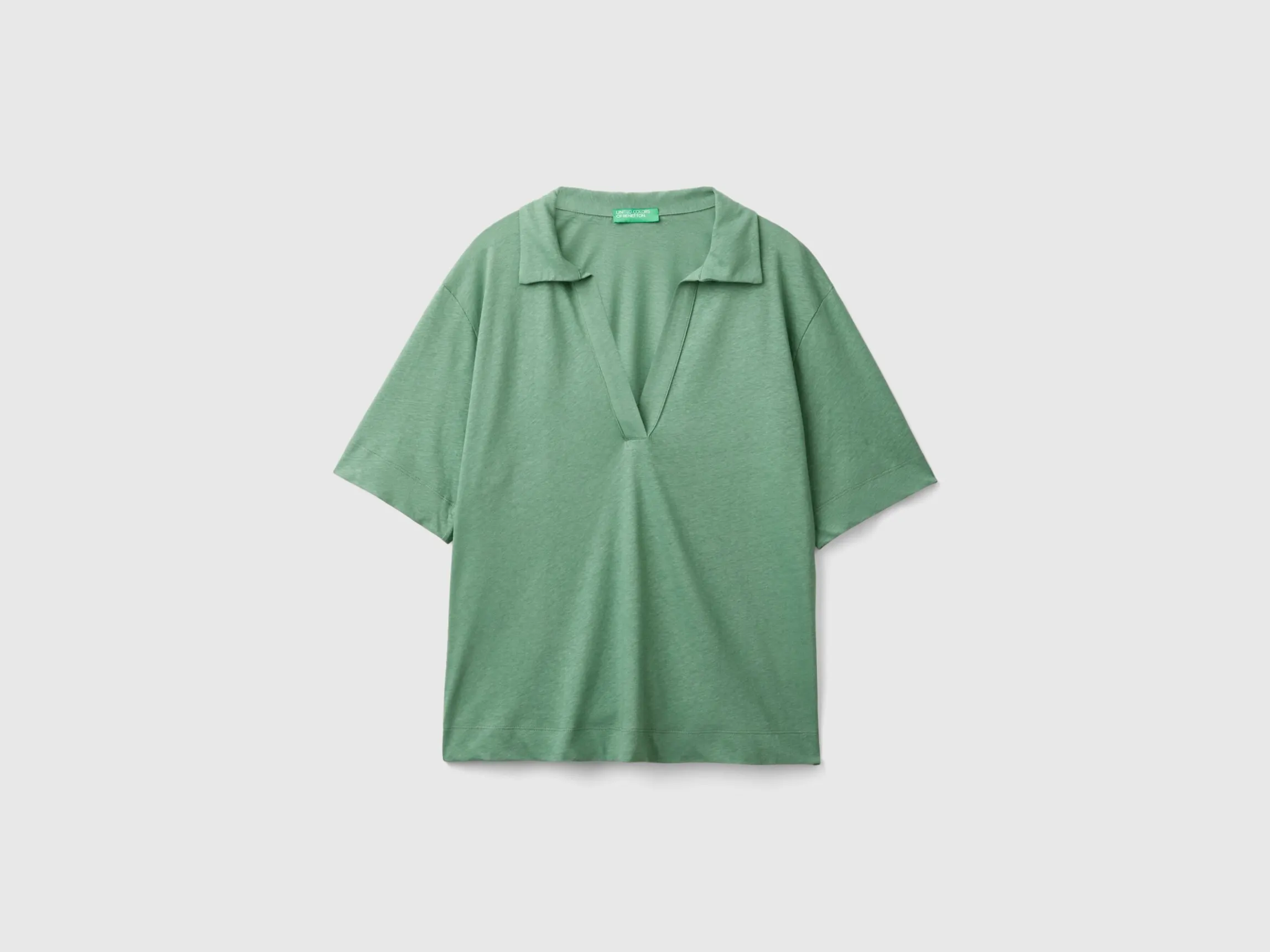 Polo shirt in cotton and linen blend