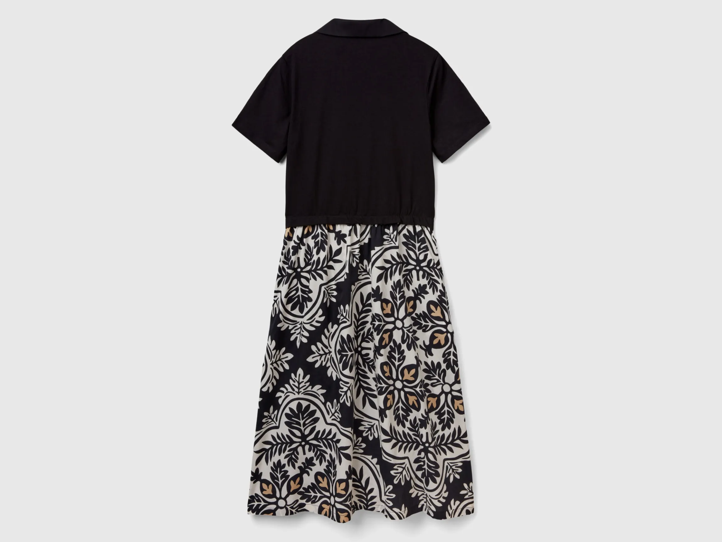 Polo-style dress with printed skirt