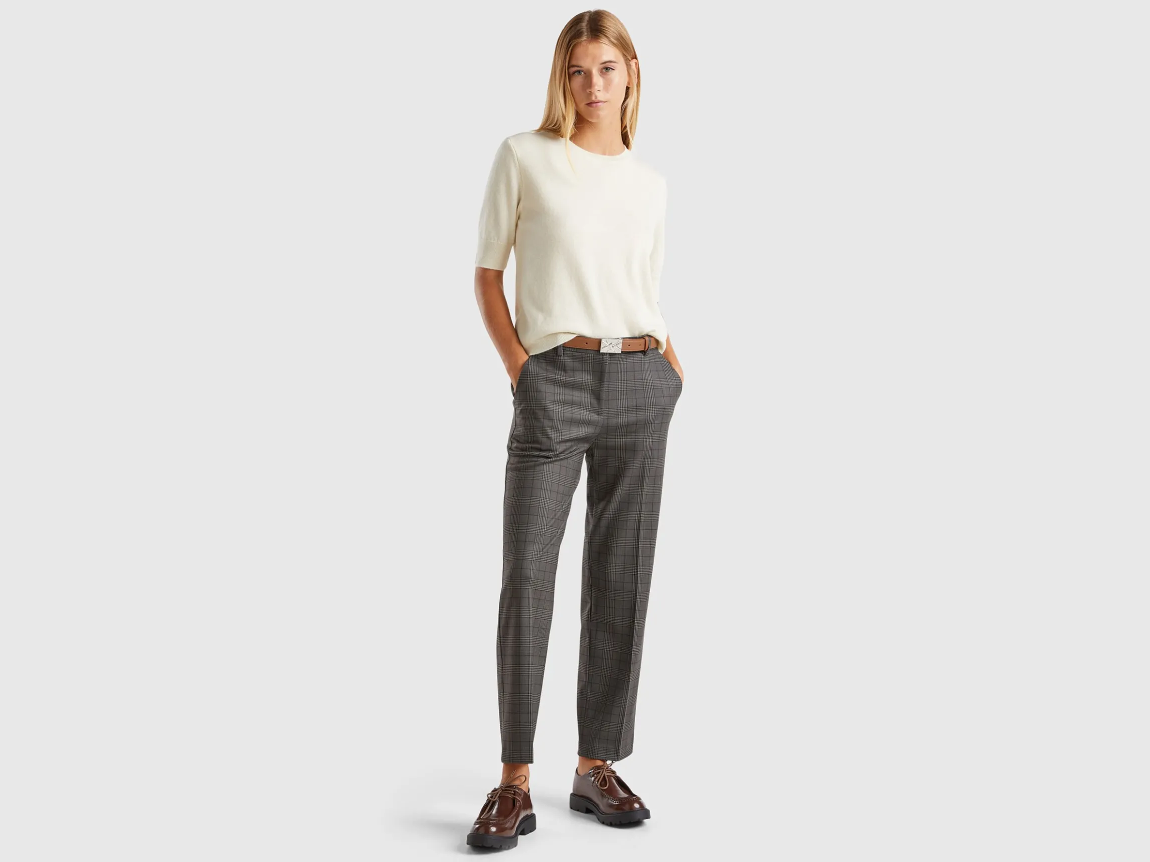 Prince of Wales regular fit trousers