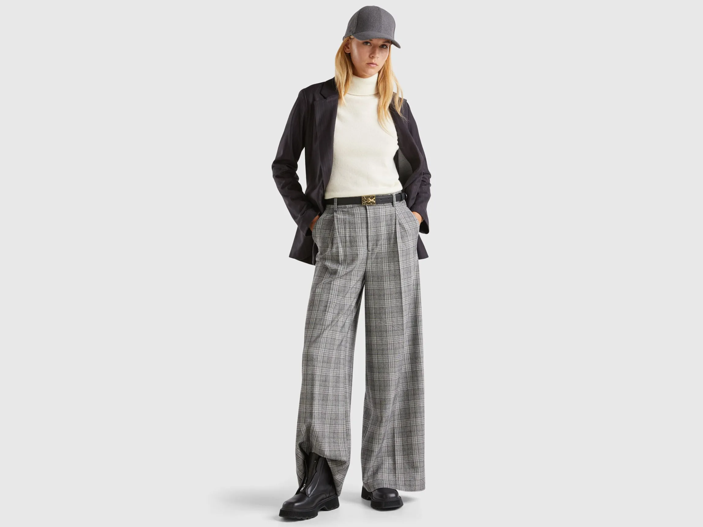 Prince of Wales wide leg trousers