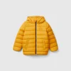 Puffer jacket with hood and logo