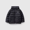 Puffer jacket with hood and logo