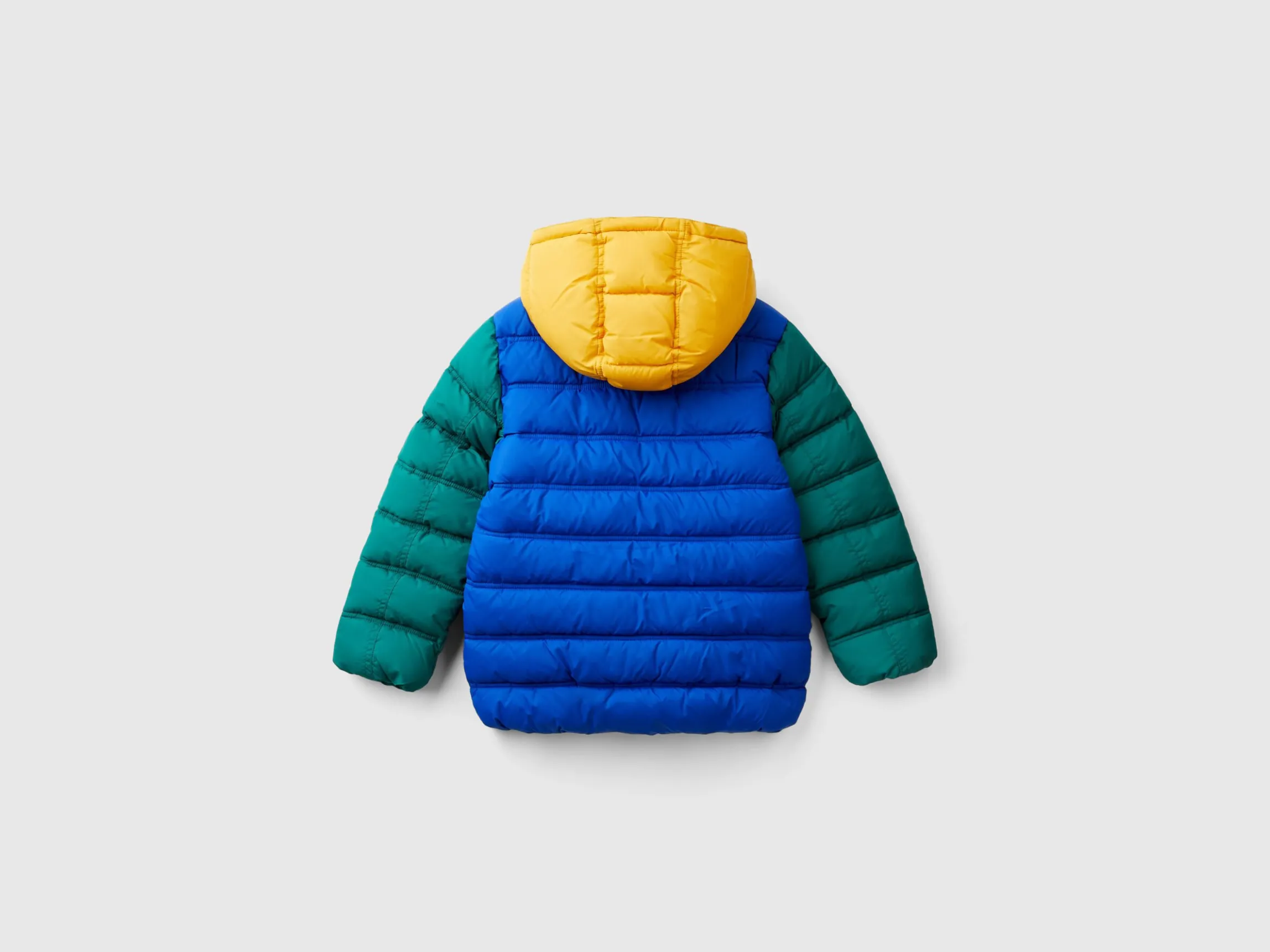 Puffer jacket with hood and logo