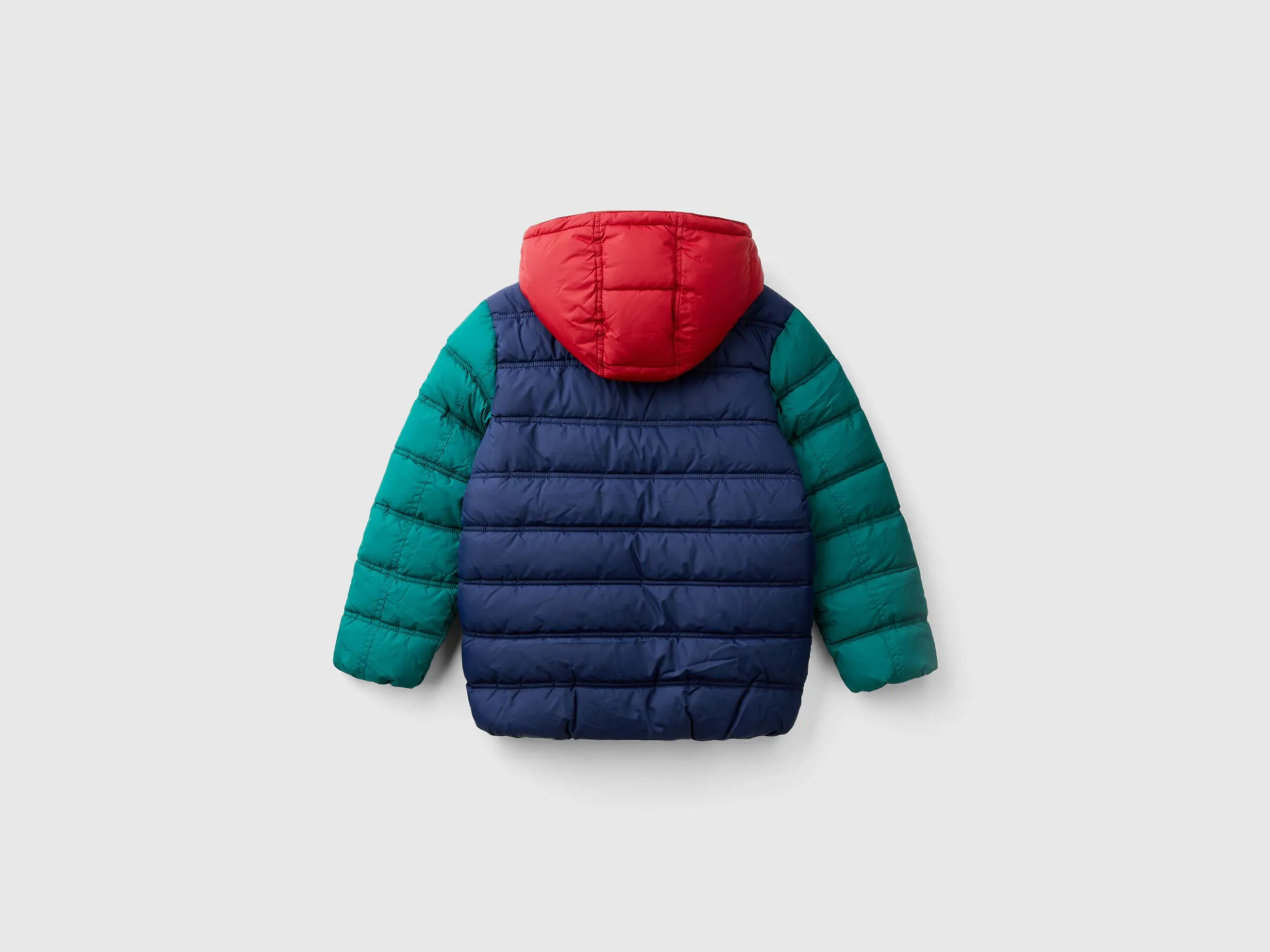 Puffer jacket with hood and logo