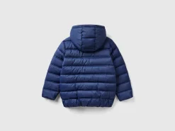 Puffer jacket with hood and logo