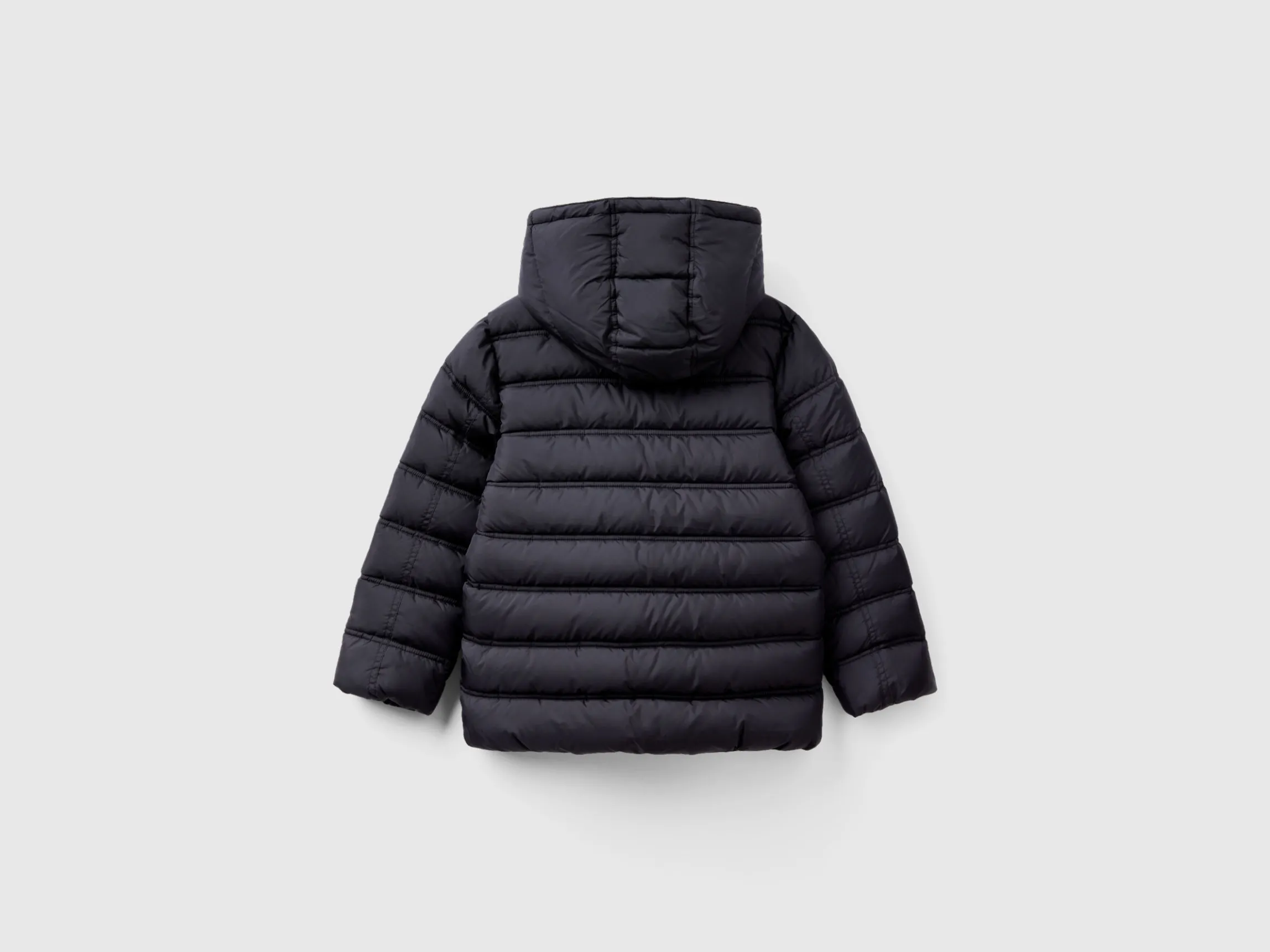 Puffer jacket with hood and logo