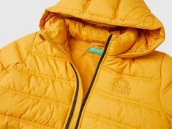 Puffer jacket with hood and logo