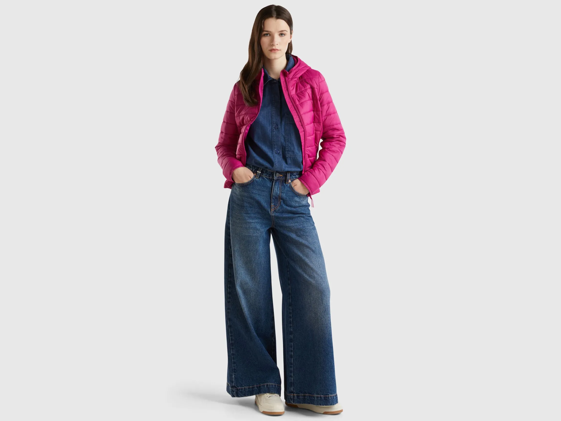 Puffer jacket with recycled wadding