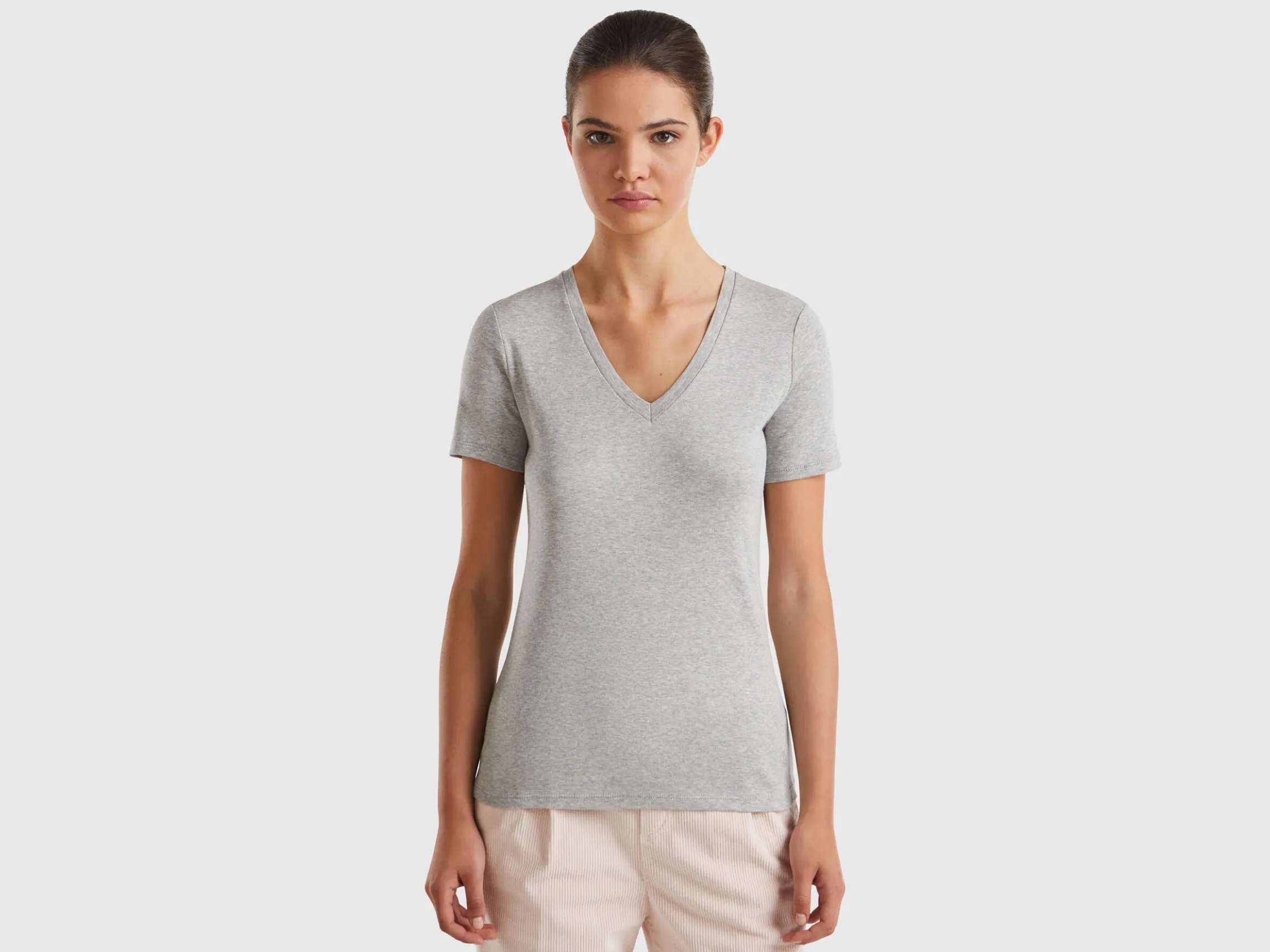 Pure cotton t-shirt with V-neck