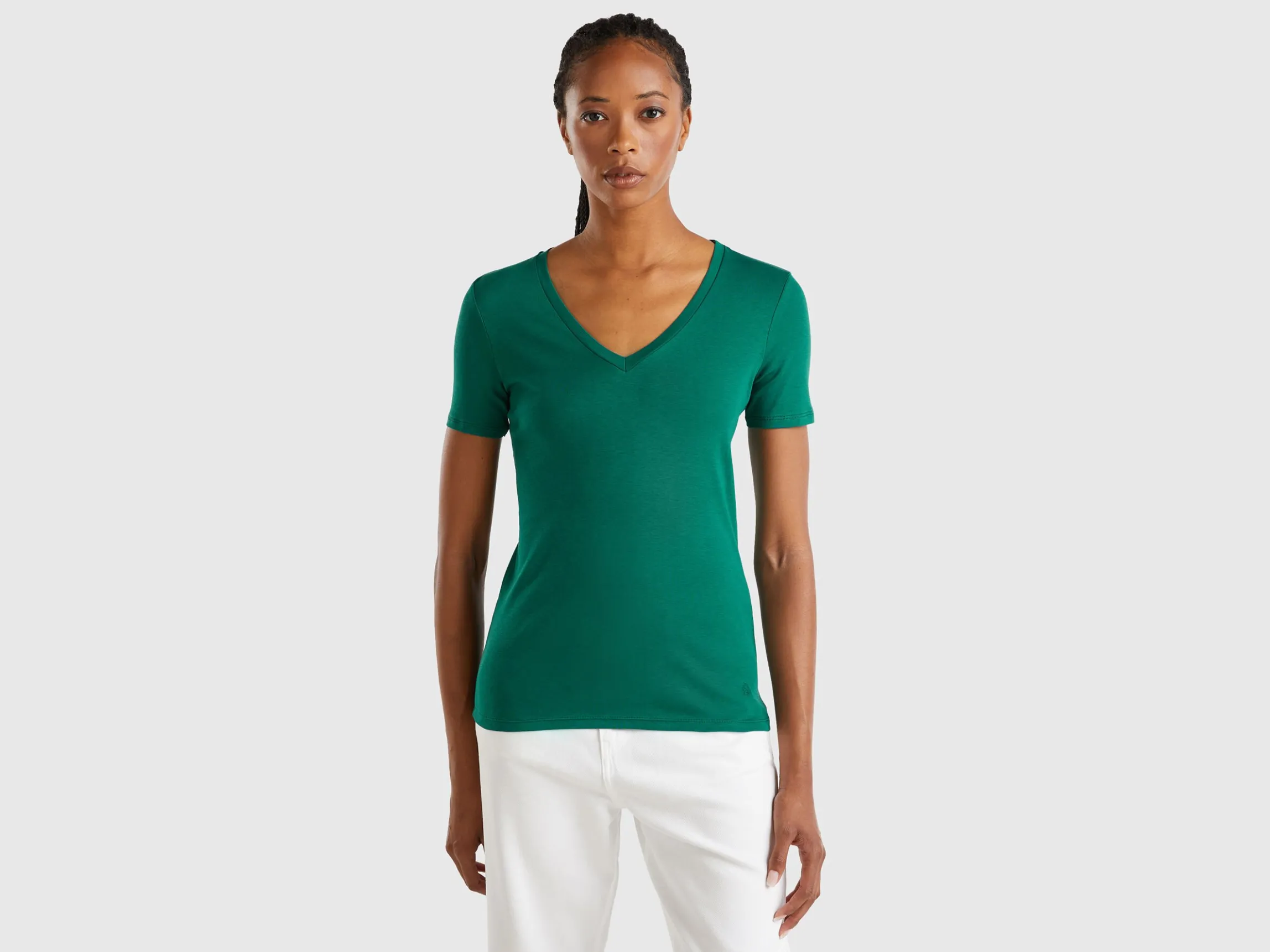 Pure cotton t-shirt with V-neck