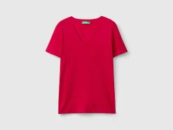 Pure cotton t-shirt with V-neck