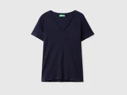 Pure cotton t-shirt with V-neck
